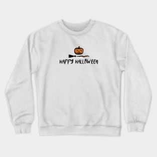 Happy Halloween Pumpkin Head and Broom Crewneck Sweatshirt